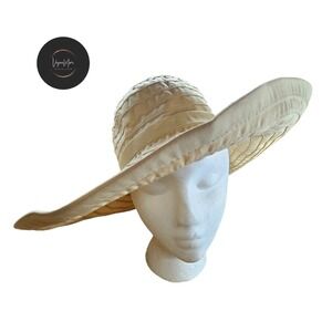 Sun Hat Large Brim Summer‎ San Diego Hat Company Womens Tan Ribbon  Size O/S